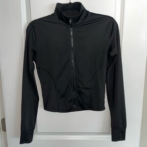 Women’s Fashion Brand Black Athletic Stretch Yoga Zip Up Jacket Cropped Size S